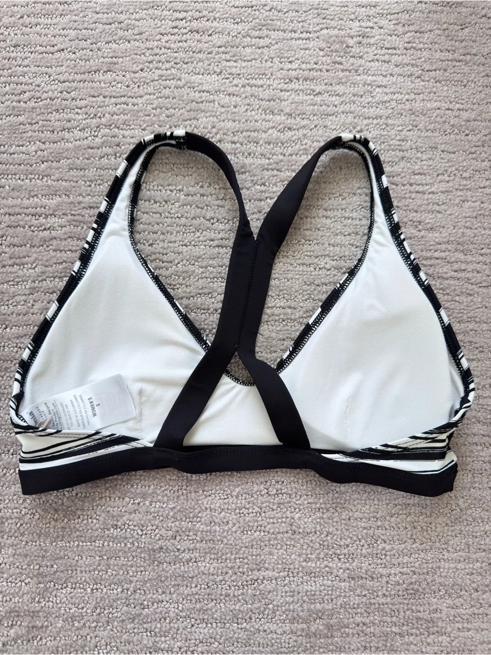 Patagonia Bottom Turn Racerback Bikini Top Black & White Stripe S Beach Coastal